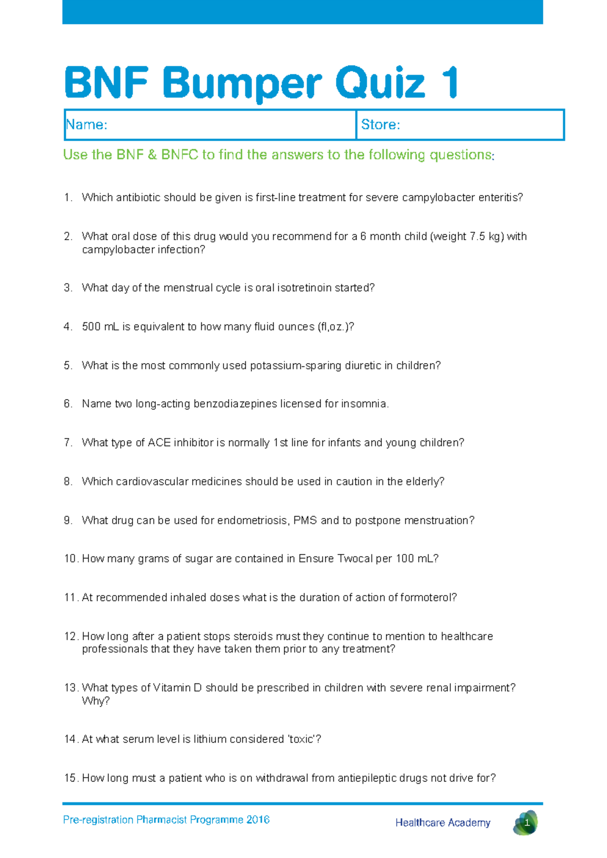 Pre-reg - BNF and BNFC Bumper Quiz 1 - Which antibiotic should be given ...