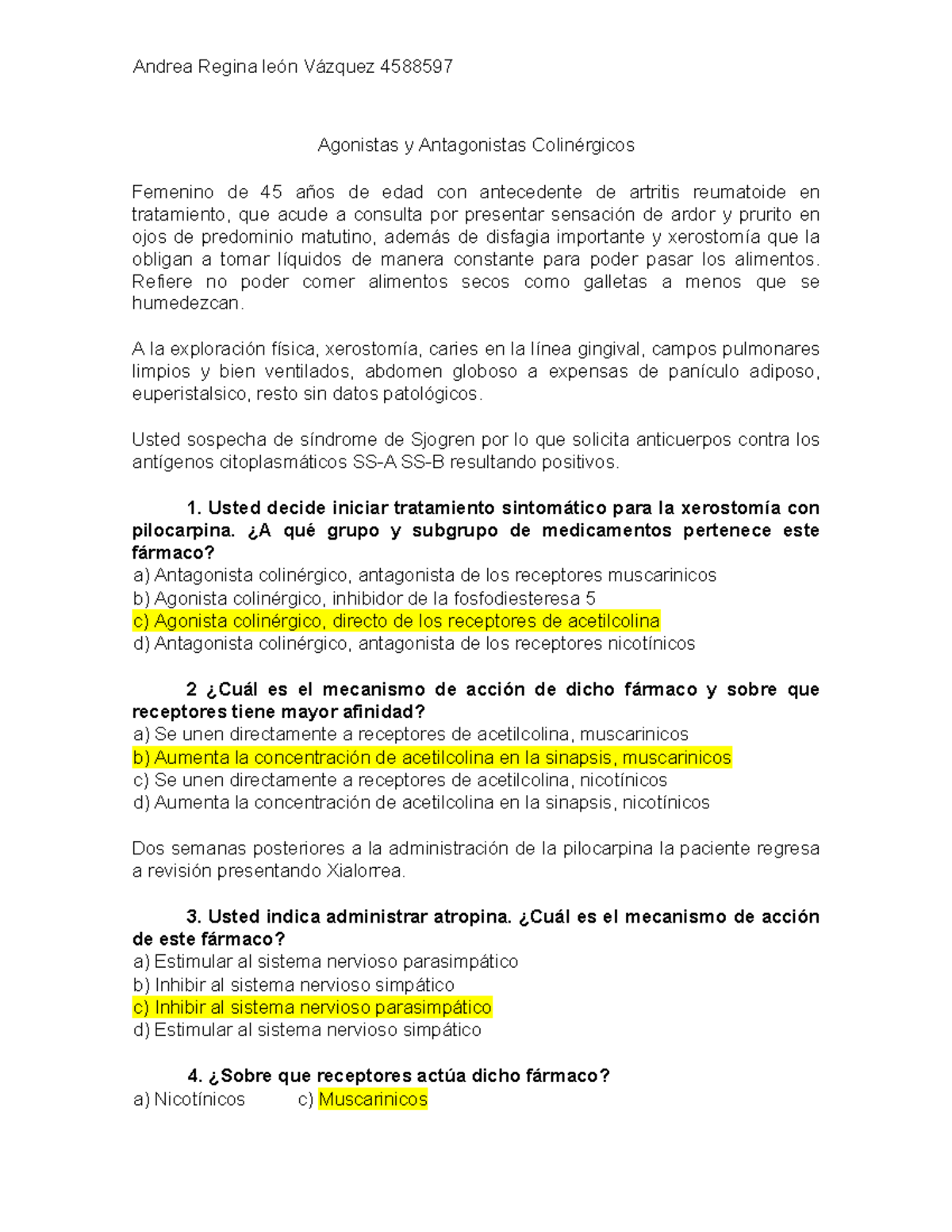 Caso Clínico De Farmacología Y Toxicología Semestre 3 - Andrea Regina ...