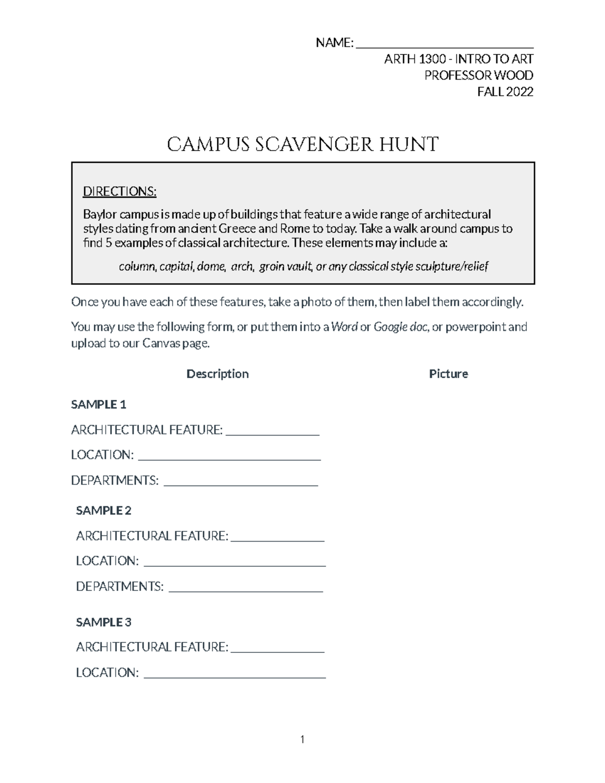 Campus Scavenger HUNT - sdfg - NAME ...