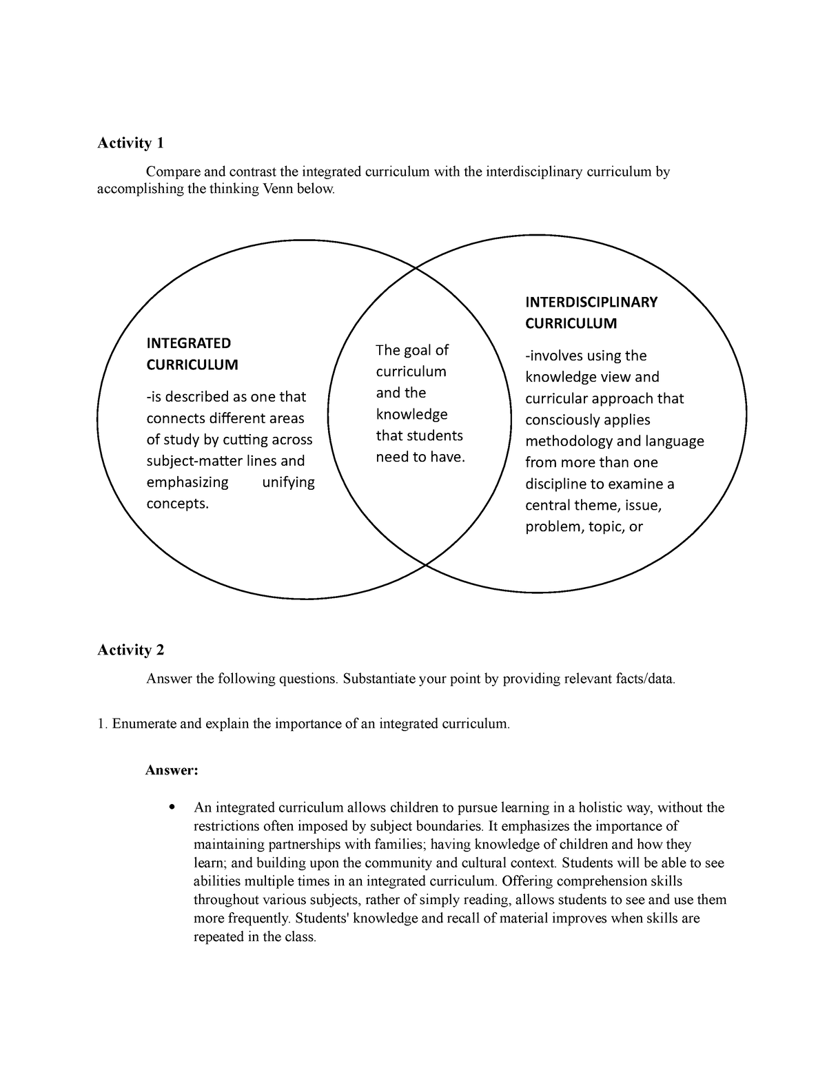 compare and contrast assignment high school