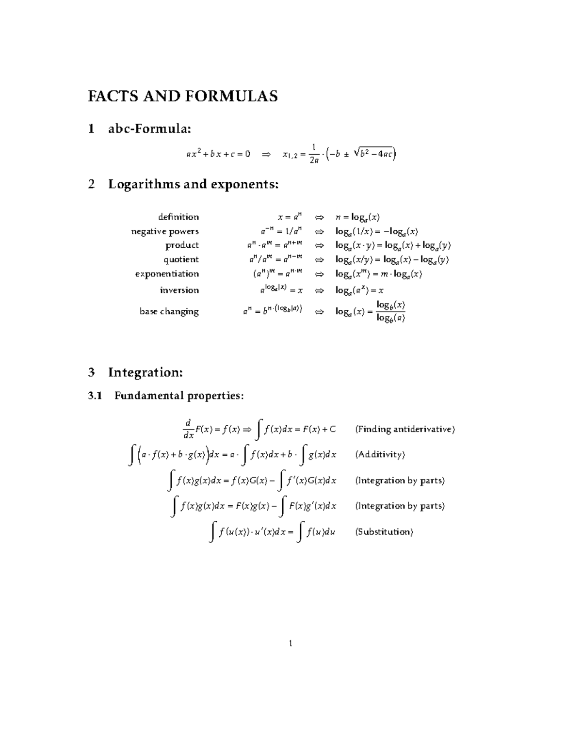 Facts Formulas Van Wiskunde En Statistiek Wifp1006 Studeersnel