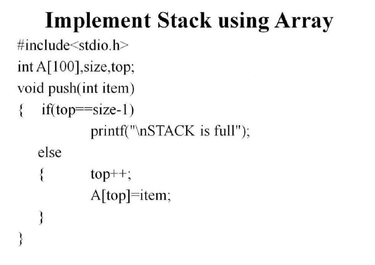 Stack programming - Implement Stack using Array #include