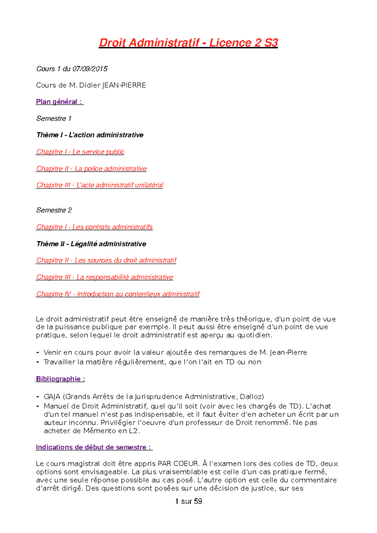 Droit Administratif L2 S3 - Droit Administratif - Licence 2 S3 Cours 1 ...