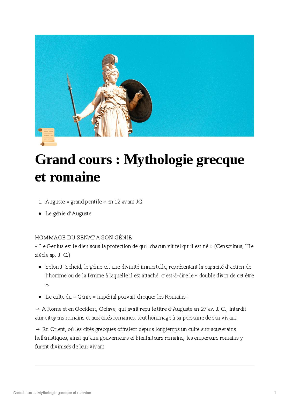 Mythologie grecque et romaine - 📜 Grand cours : Mythologie grecque et ...