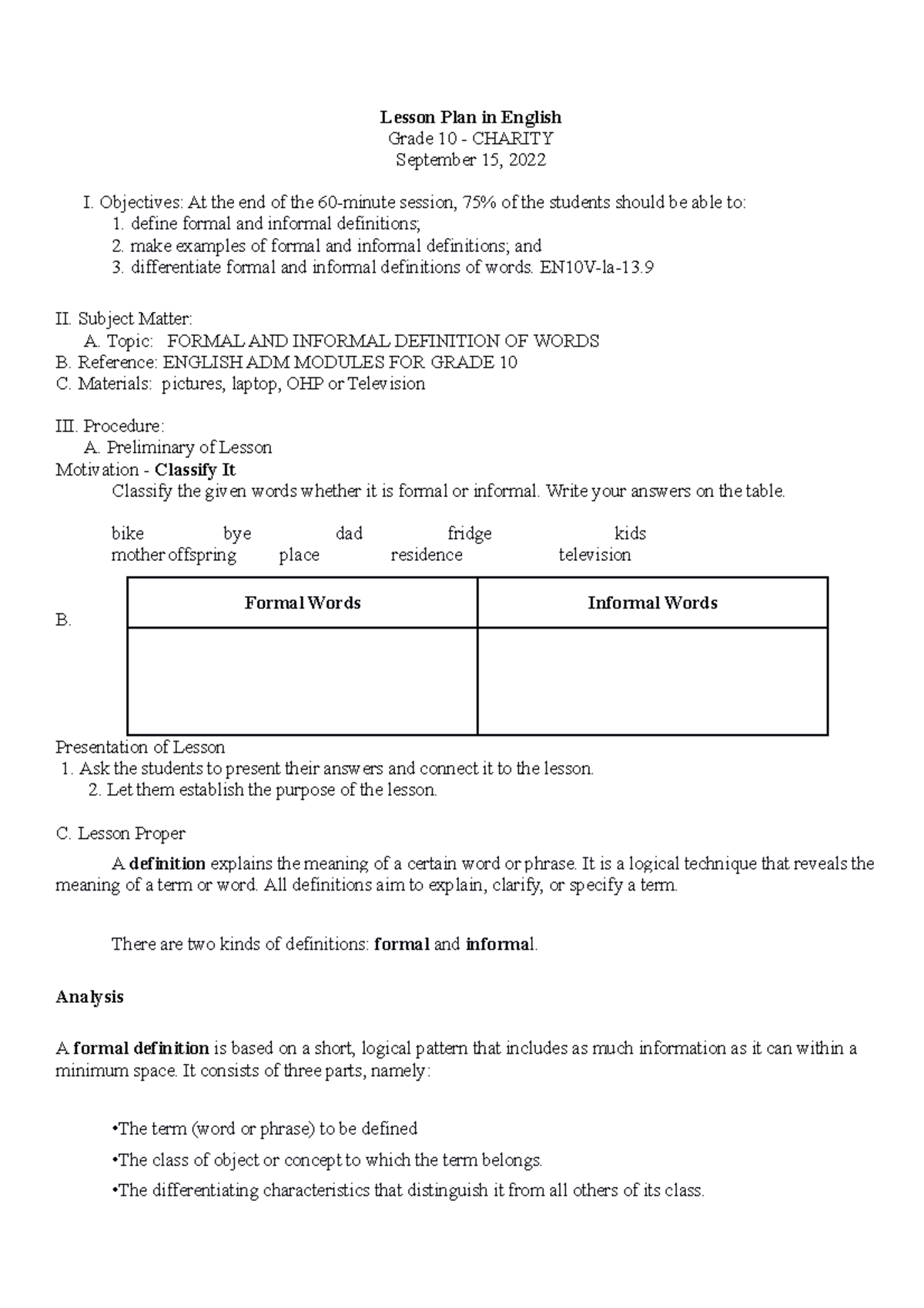 What Is The Definition Of Formal Definition