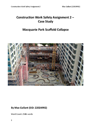 Construction Work Safety Assessment 2 - SCHOOL OF BUILT ENVIRONMENT ...