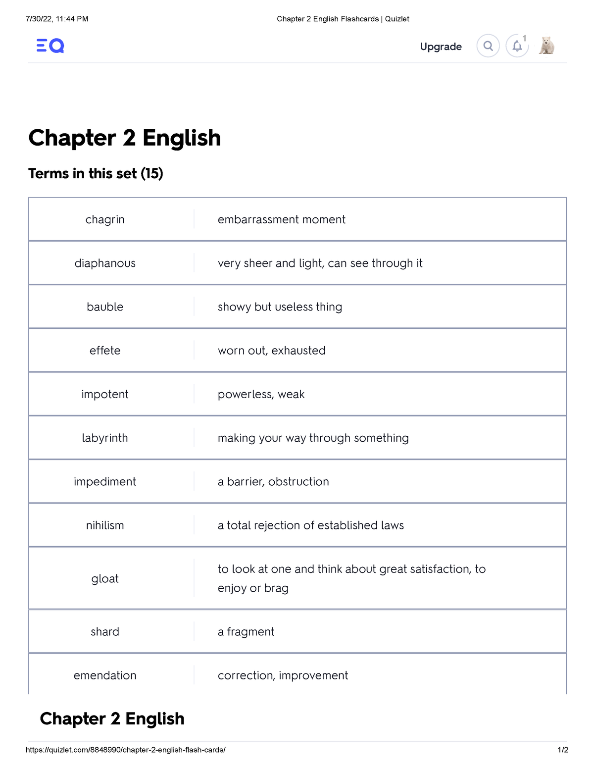 Chapter 2 English Flashcards Quizlet - 7/30/22, 11:44 PM Chapter 2 ...