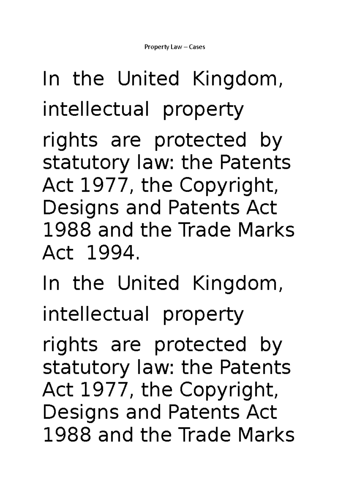 Property Law case law Property Law Cases In the United Kingdom