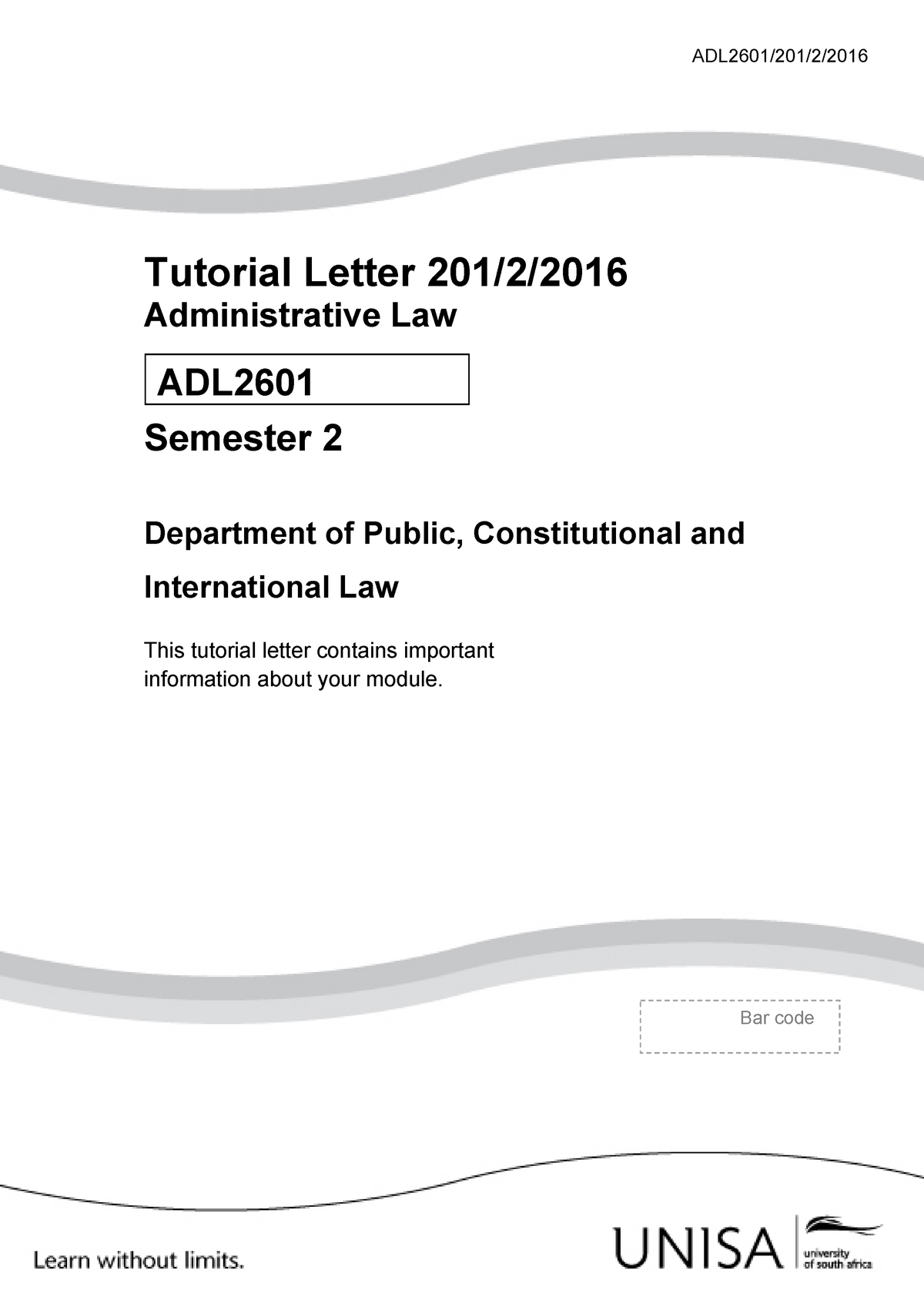 Adl2601 201 2016 2 E - ADL2601/201/2/2016 Tutorial Letter 201/2/2016 ...