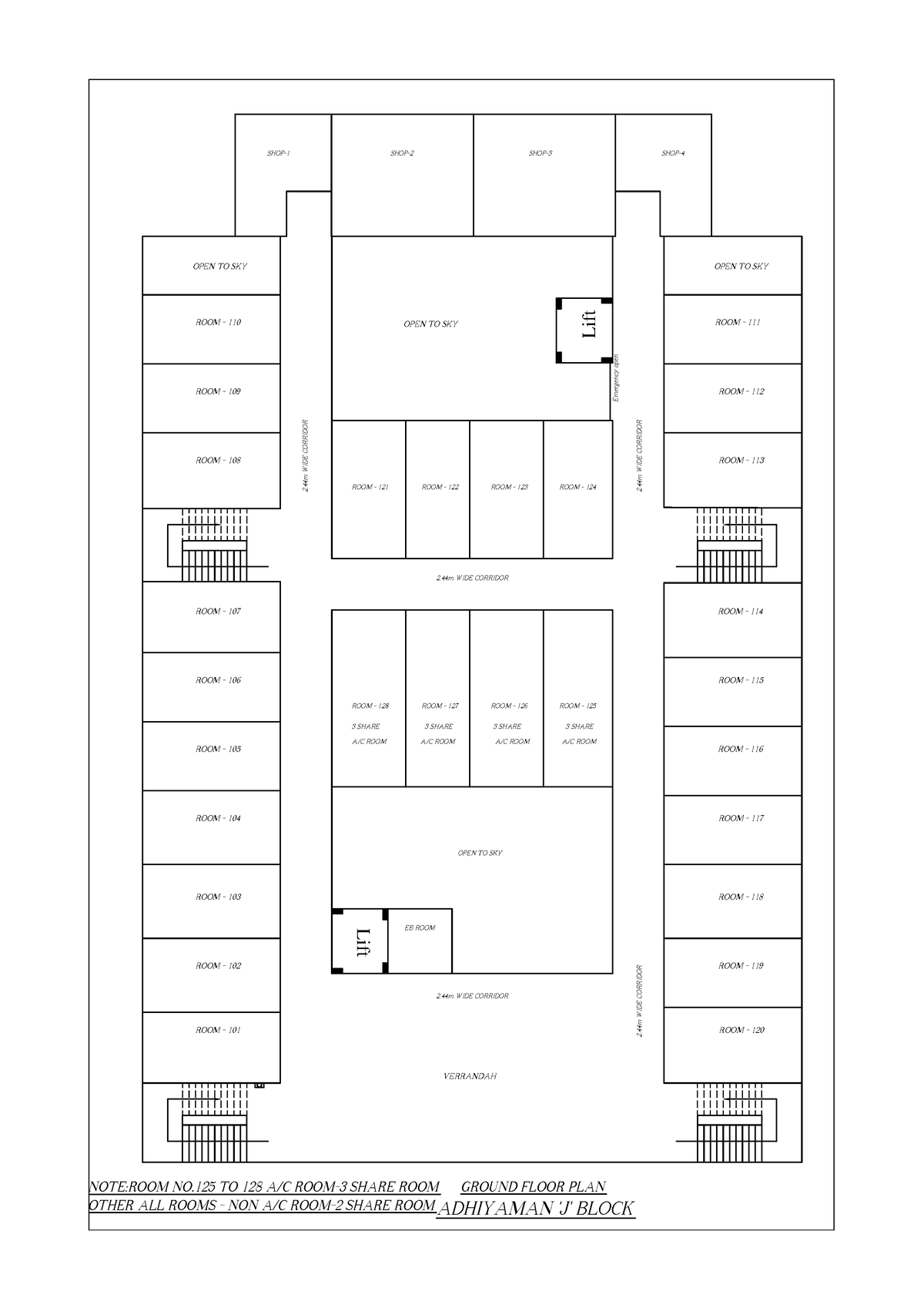 Adhiyaman j block floor plan - Lift ROOM - 101 ROOM - 102 ROOM - 103 ...