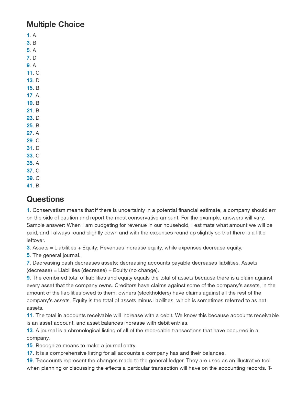 Answer Key Chapter 3 - Principles Of Accounting, Volume 1 Financial ...