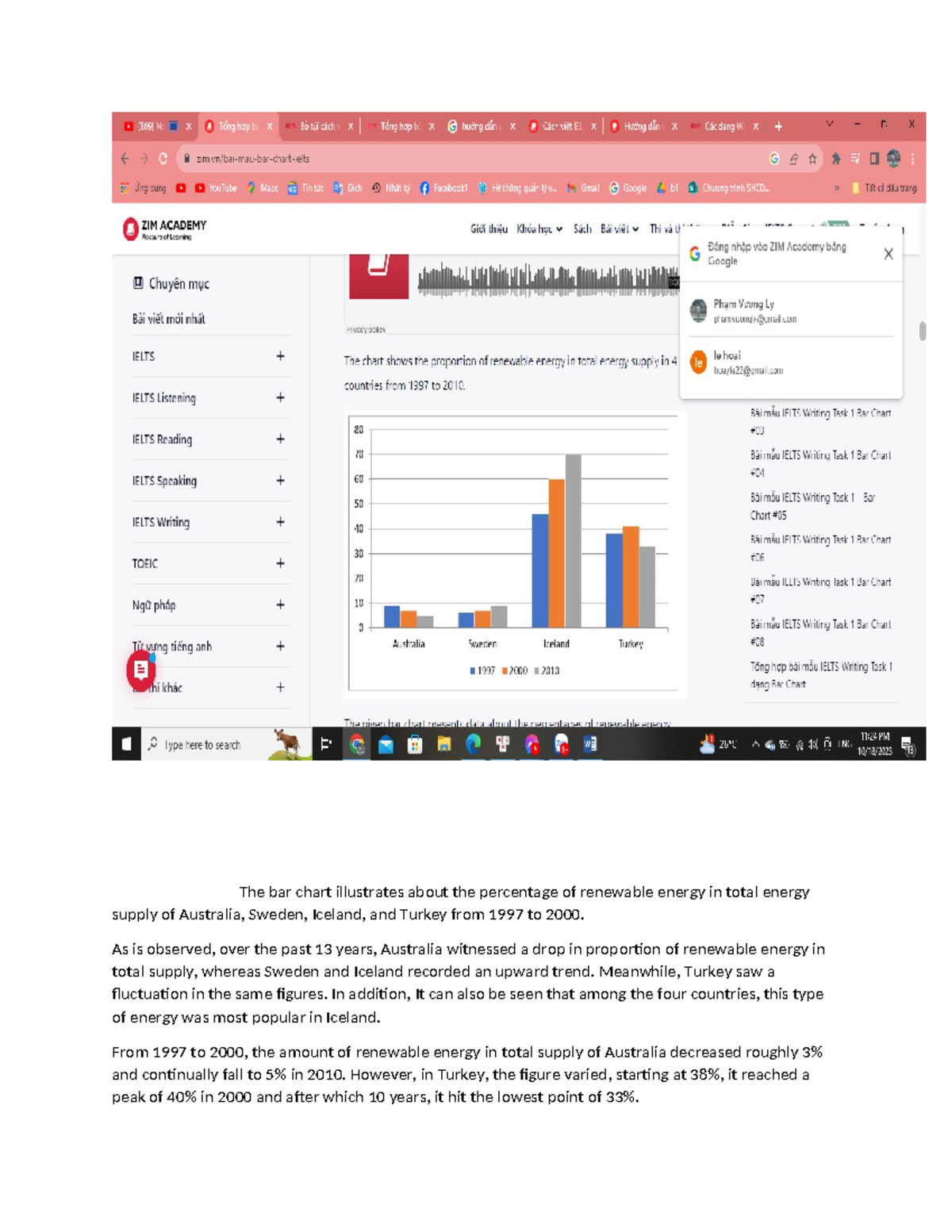 Bar chart - fvdcd - The bar chart illustrates about the percentage of ...