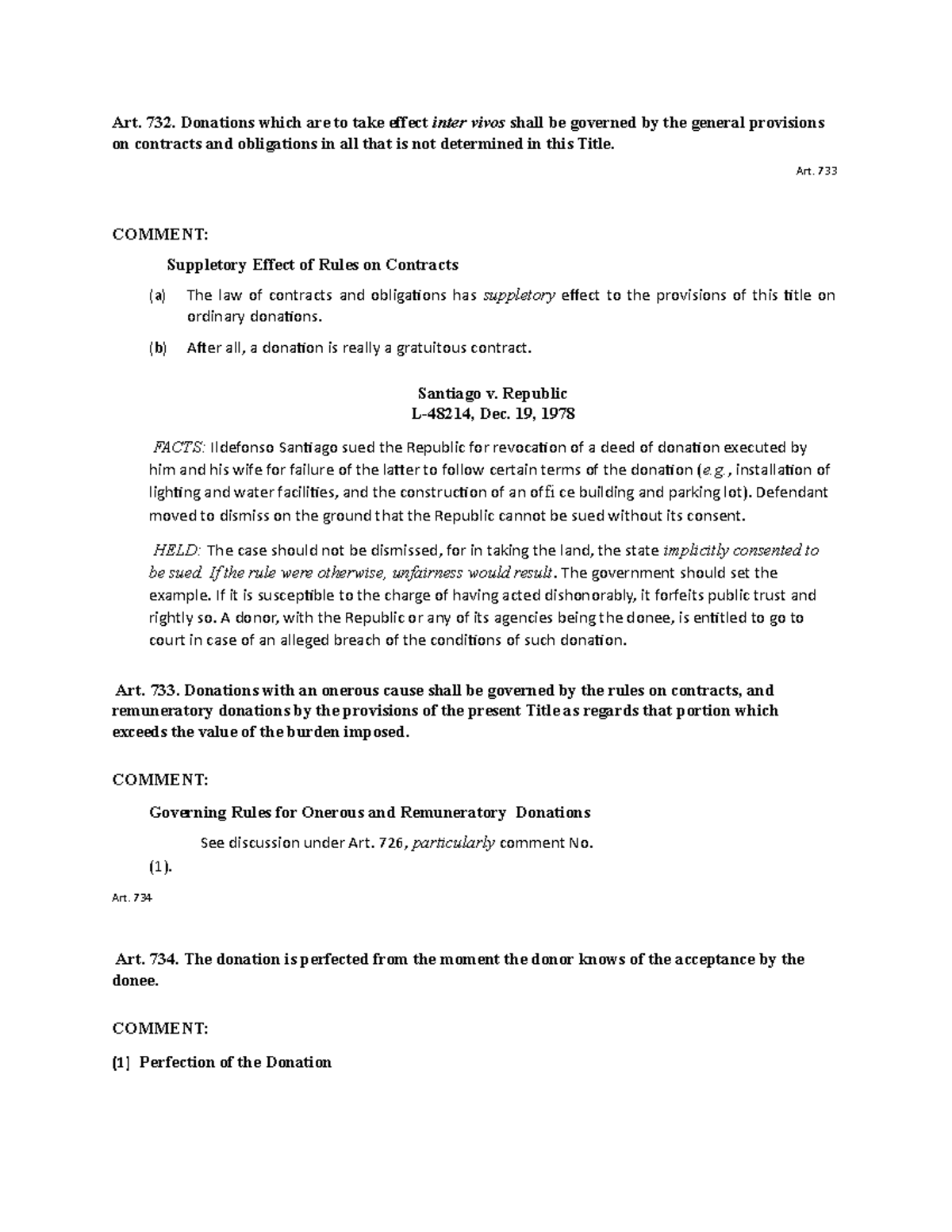 Property law m215 - Art. 732. Donations which are to take effect inter ...