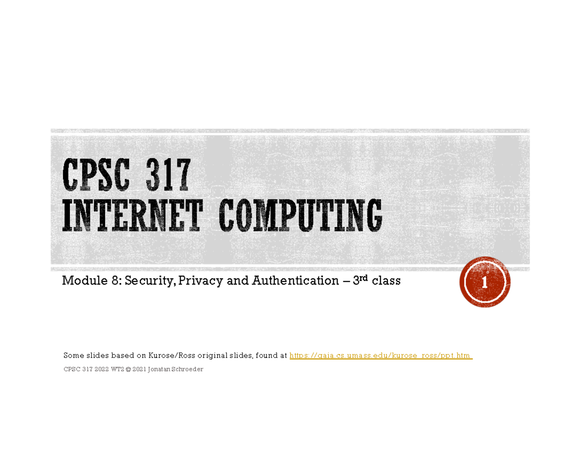 32 CS317-08-Security-L03 - Module 8: Security, Privacy and ...