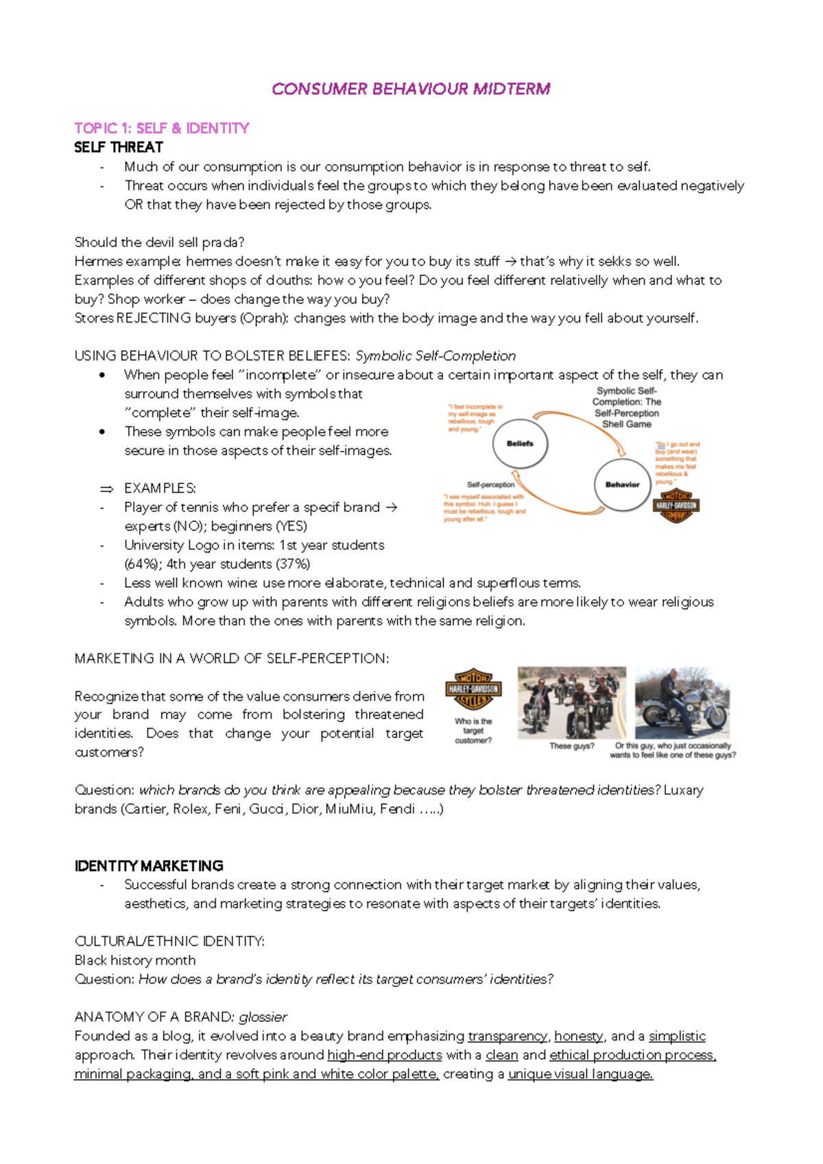 Consumer Behaviour Midterm - CONSUMER BEHAVIOUR MIDTERM TOPIC 1: SELF ...