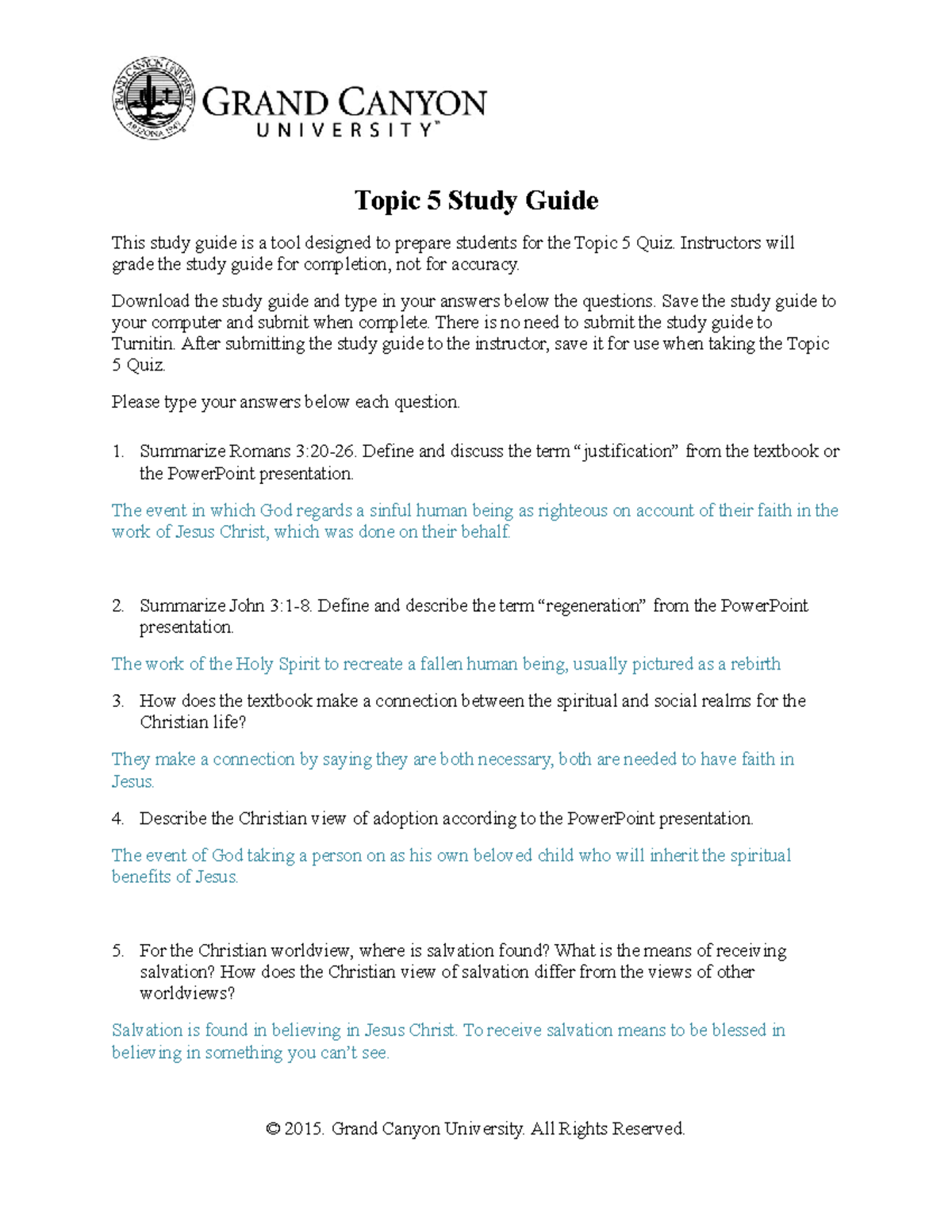 ChristianWV Study Guide 5 - 101 - GCU - StuDocu
