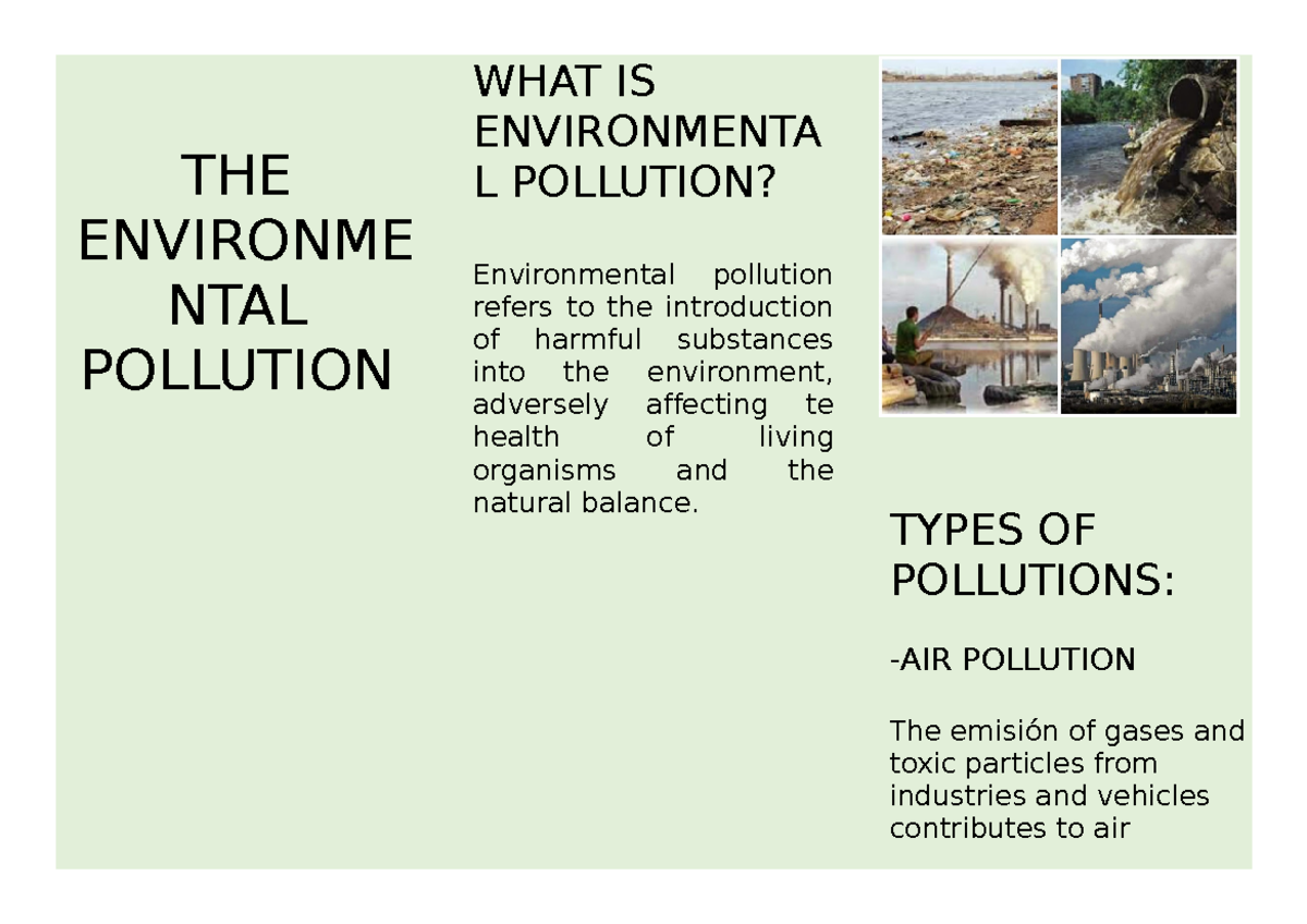 Informacion Sobre La Contaminacion En Ingles www.studocu.com