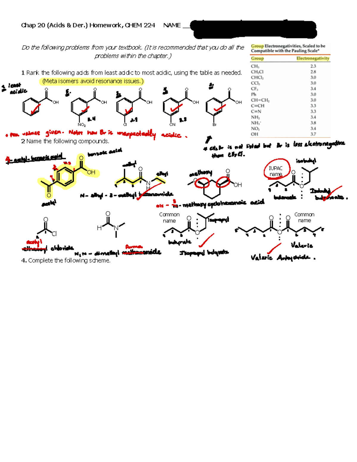 Chap 20 Acids Der S22 HW Correction - Chap 20 ( Acids & Der.) Homework ...