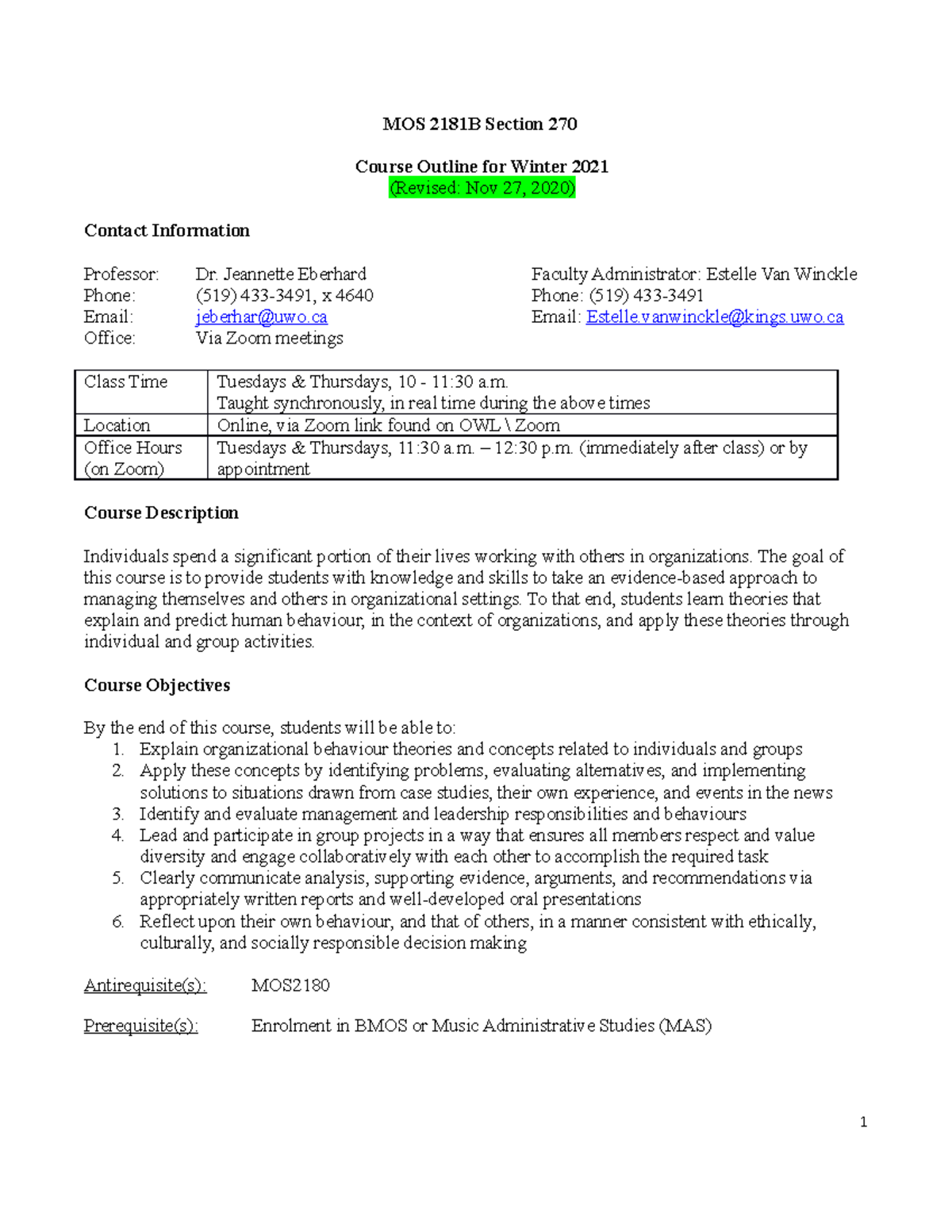 MOS 2181 Eberhard Winter 2021 Course Outlne REV 2020 - MOS 2181B ...