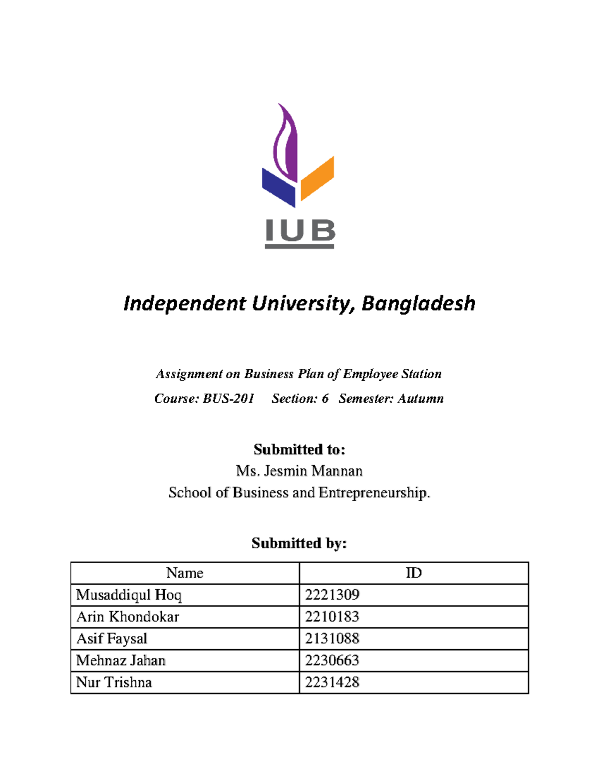 business plan assignment bangladesh university