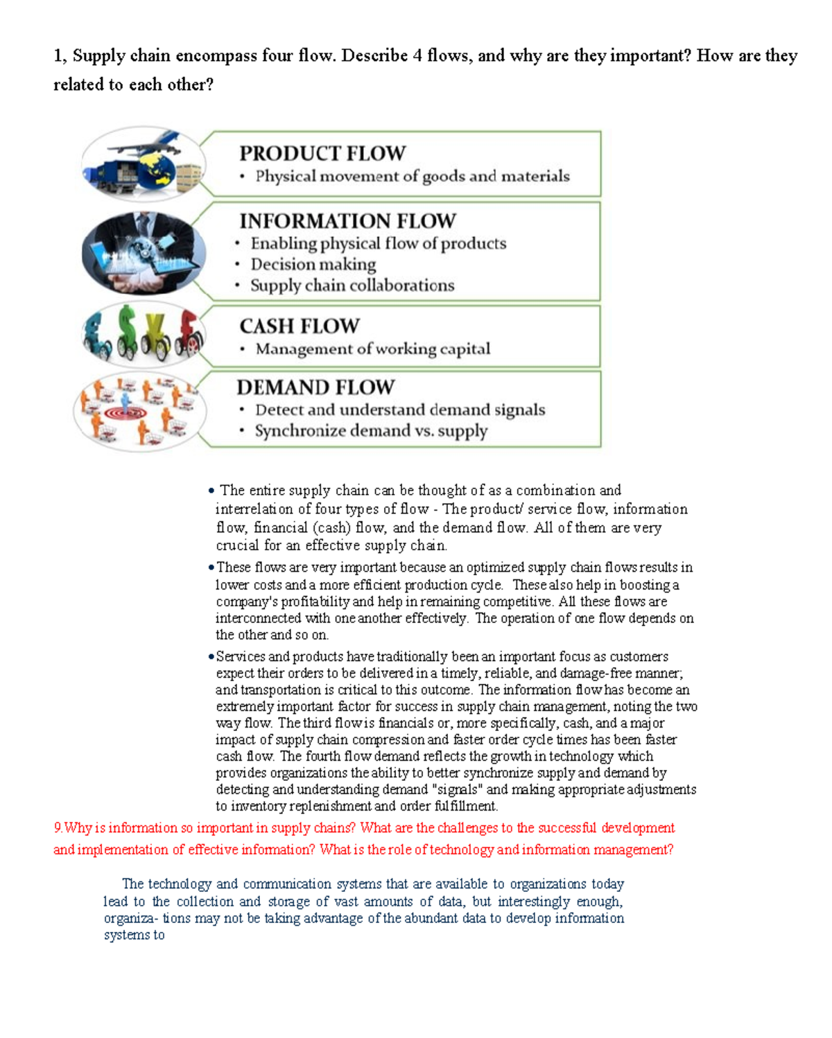 1 nhap mon - Supply chain encompass four flow. Describe 4 flows, and ...