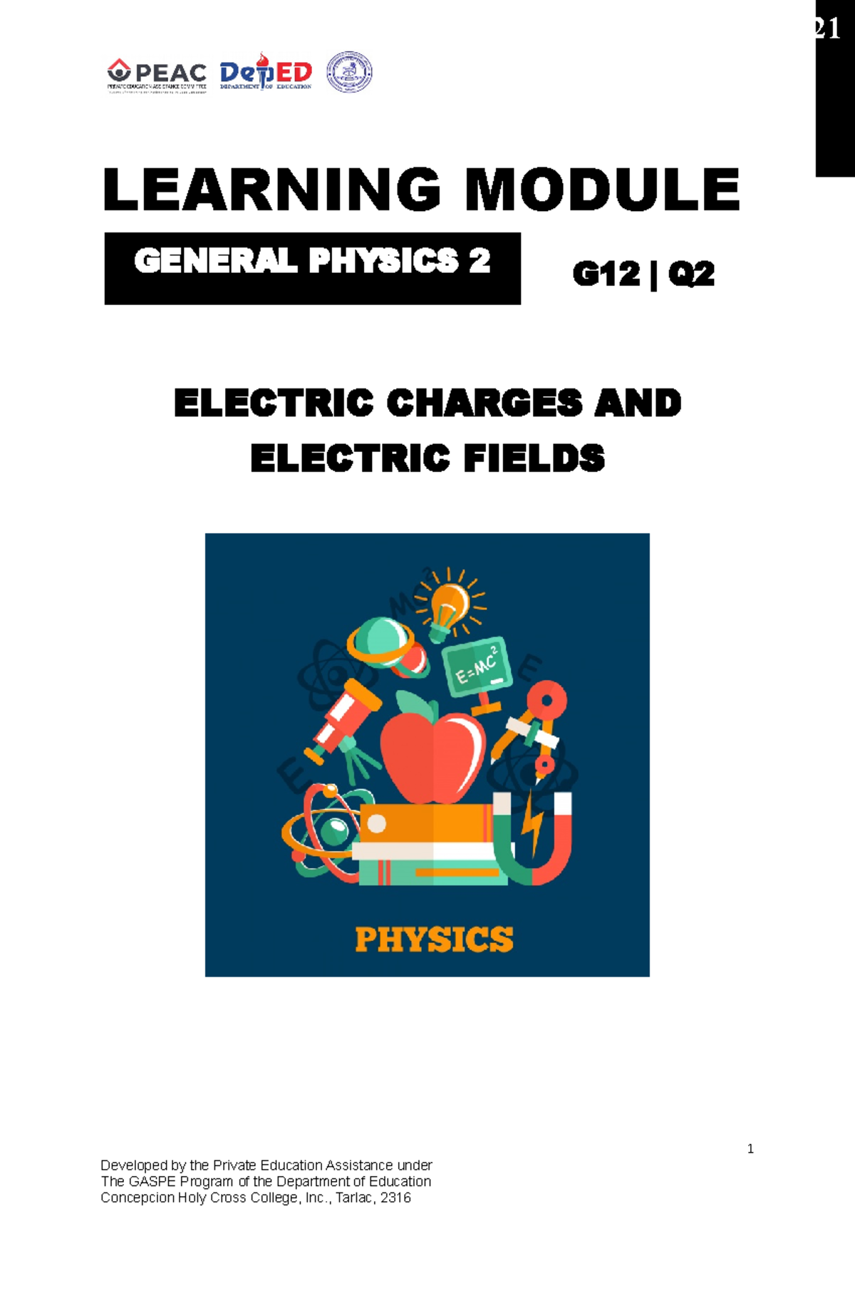 General Physics 2 Module 2 (Lesson 1).docx LEARNING MODULE ELECTRIC
