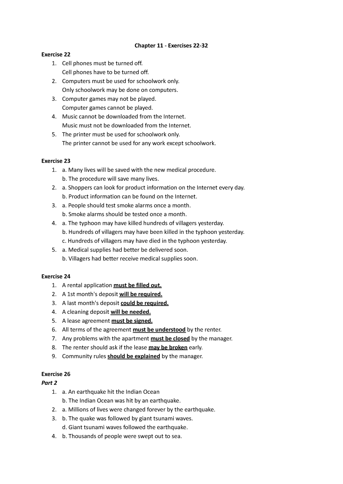 Understanding And Using English Grammar - Chapter 11 Exercises 22-32 ...