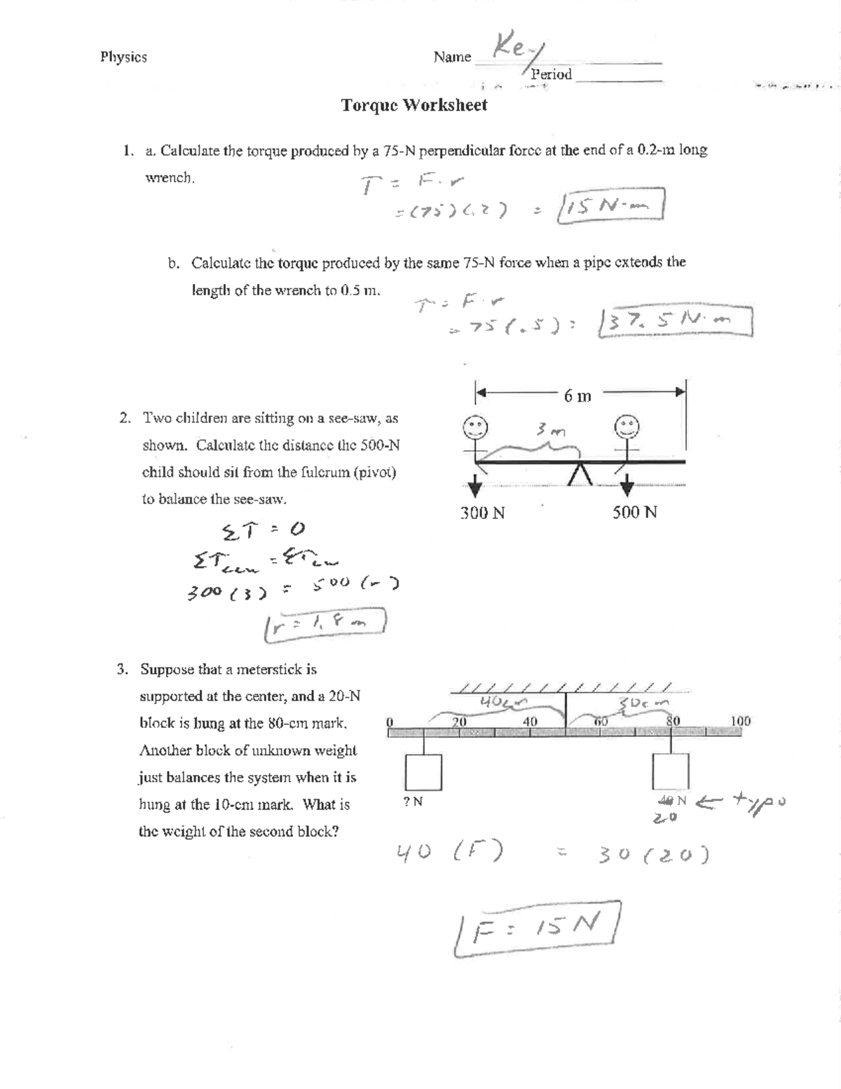 Torque Worksheet Key - BS Civil Engineering - Studocu