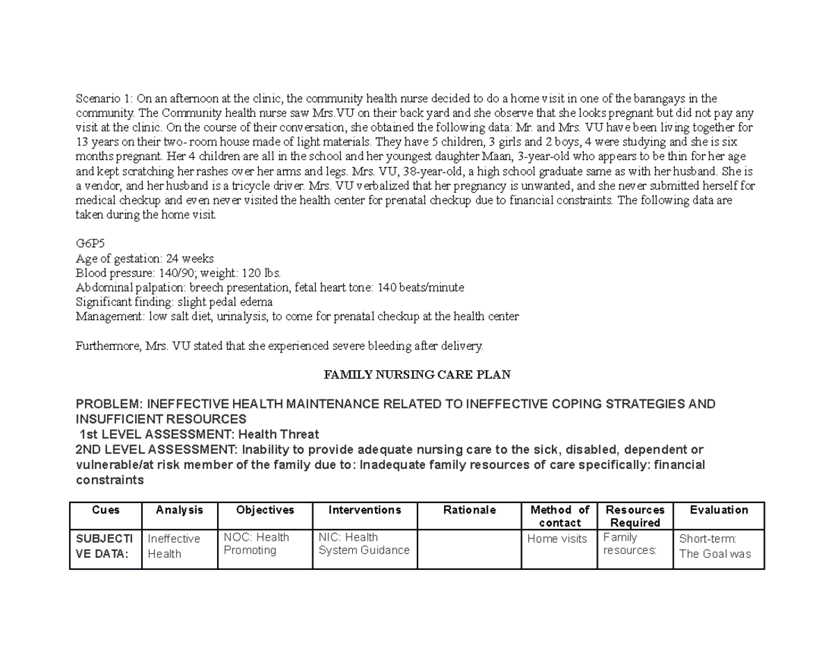 Activity 6 2 FNCP It Is A Example Of Family Nursing Care Plan It Will 