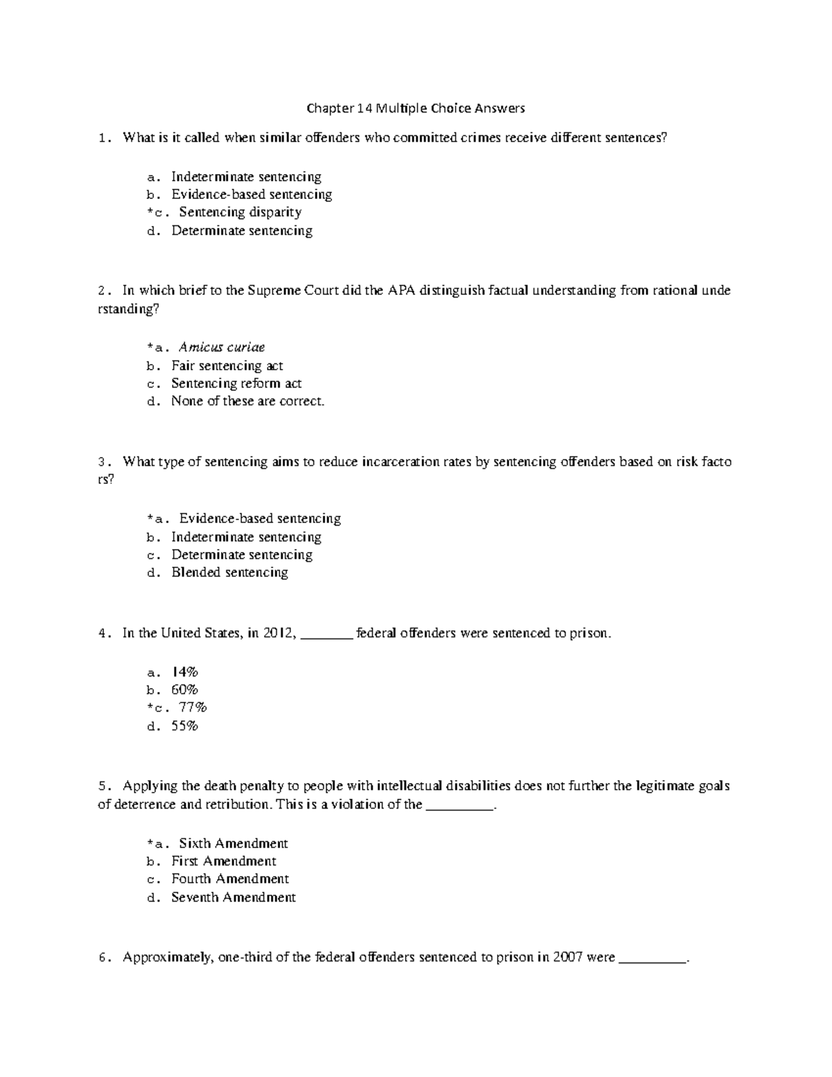 Chapter 14 Multiple Choice Answers Chapter 14 Multiple Choice Answers 