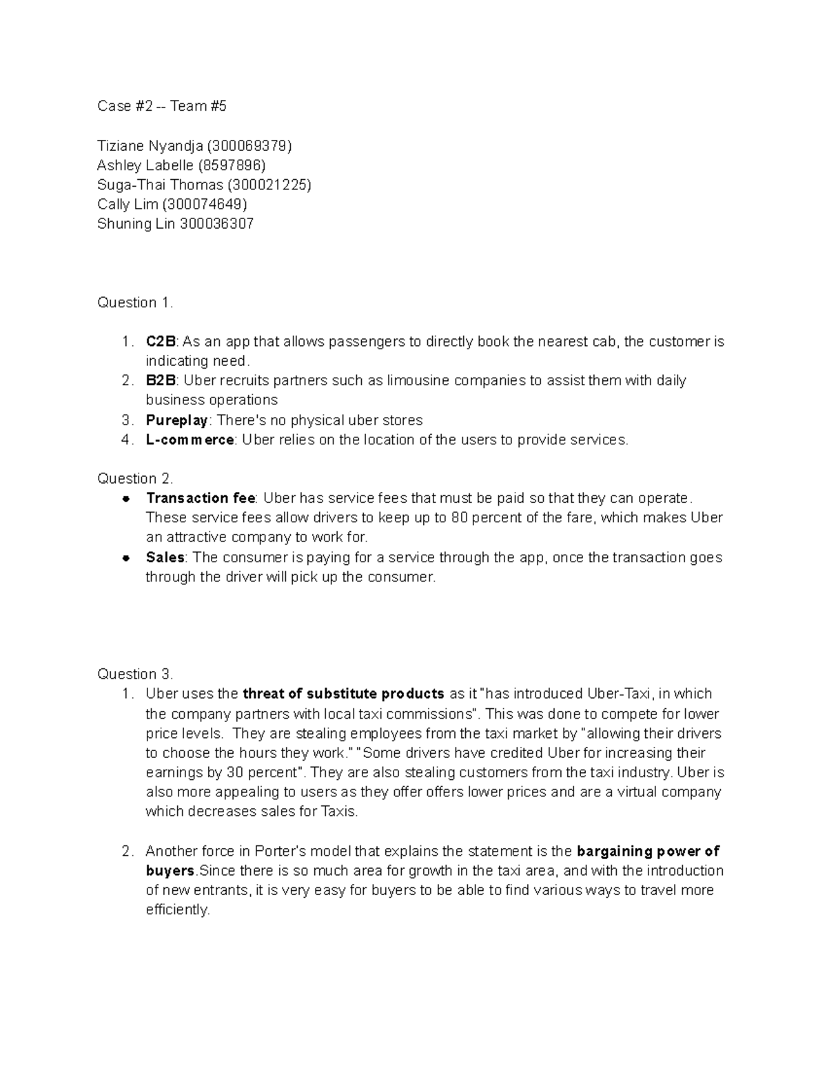 Case #2 - ADM2372 - Case #2 - Case #2 - Team # Tiziane Nyandja ...