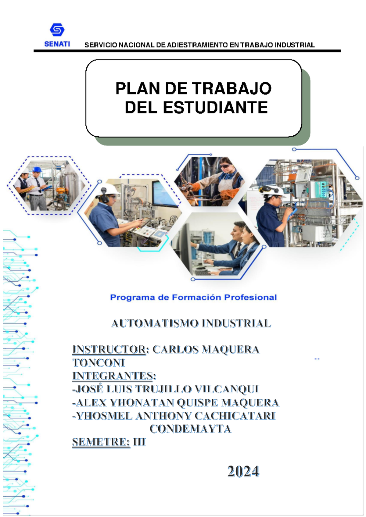 Entregable 2 - PLAN DE TRABAJO DEL ESTUDIANTE SERVICIO NACIONAL DE ...