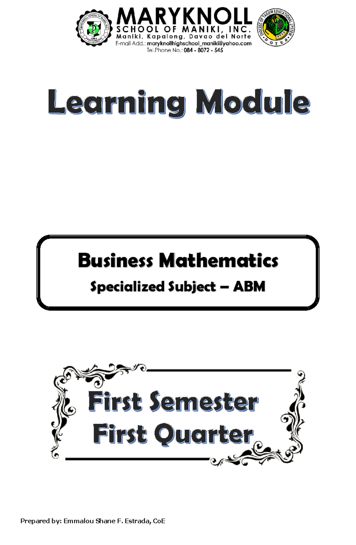 Q1-week 6-9-busmath - Specialized SHS Subject - Prepared by: Emmalou ...