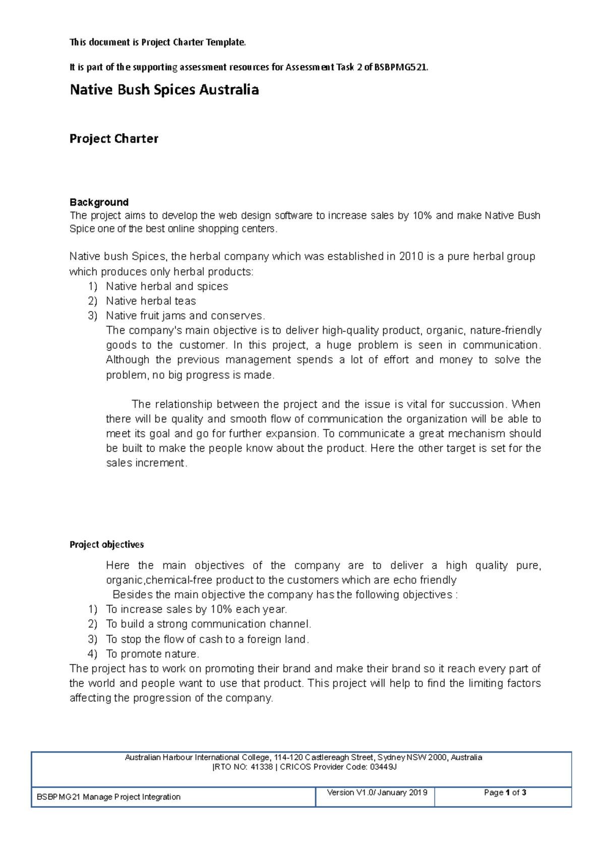 Updated project charter - This document is Project Charter Template. It ...