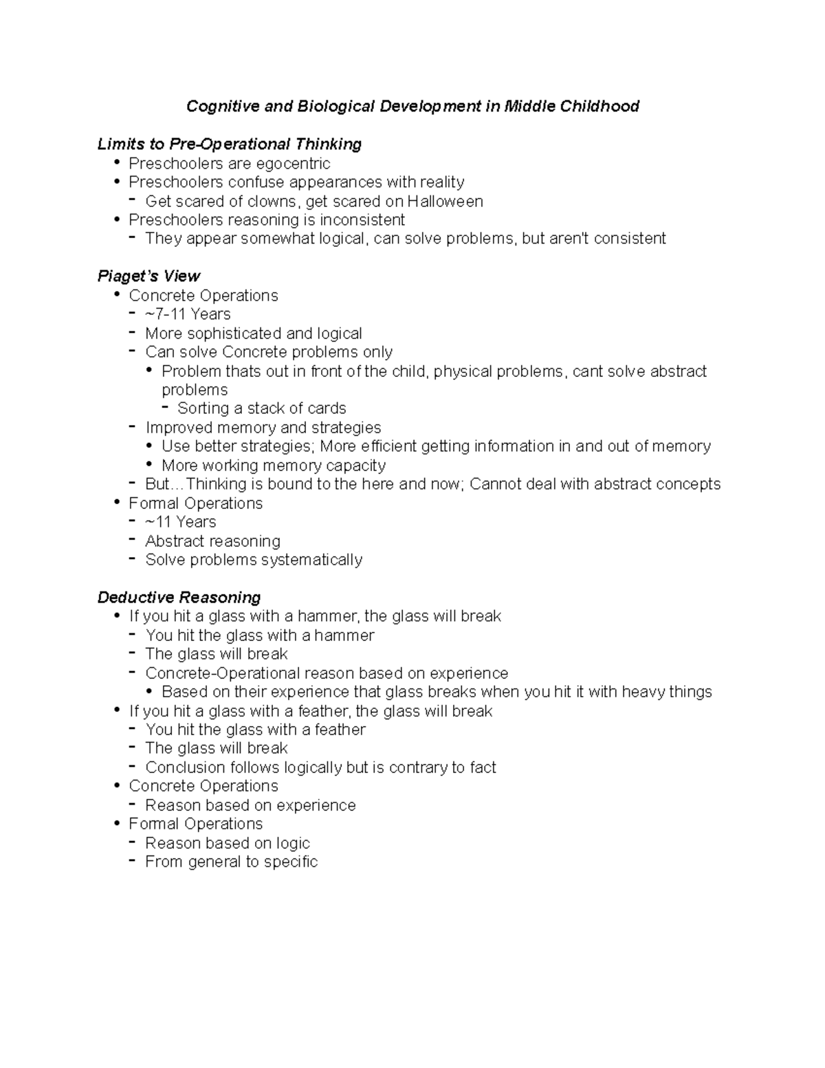 Chapter 6 Lecture Notes - Cognitive and Biological Development in ...