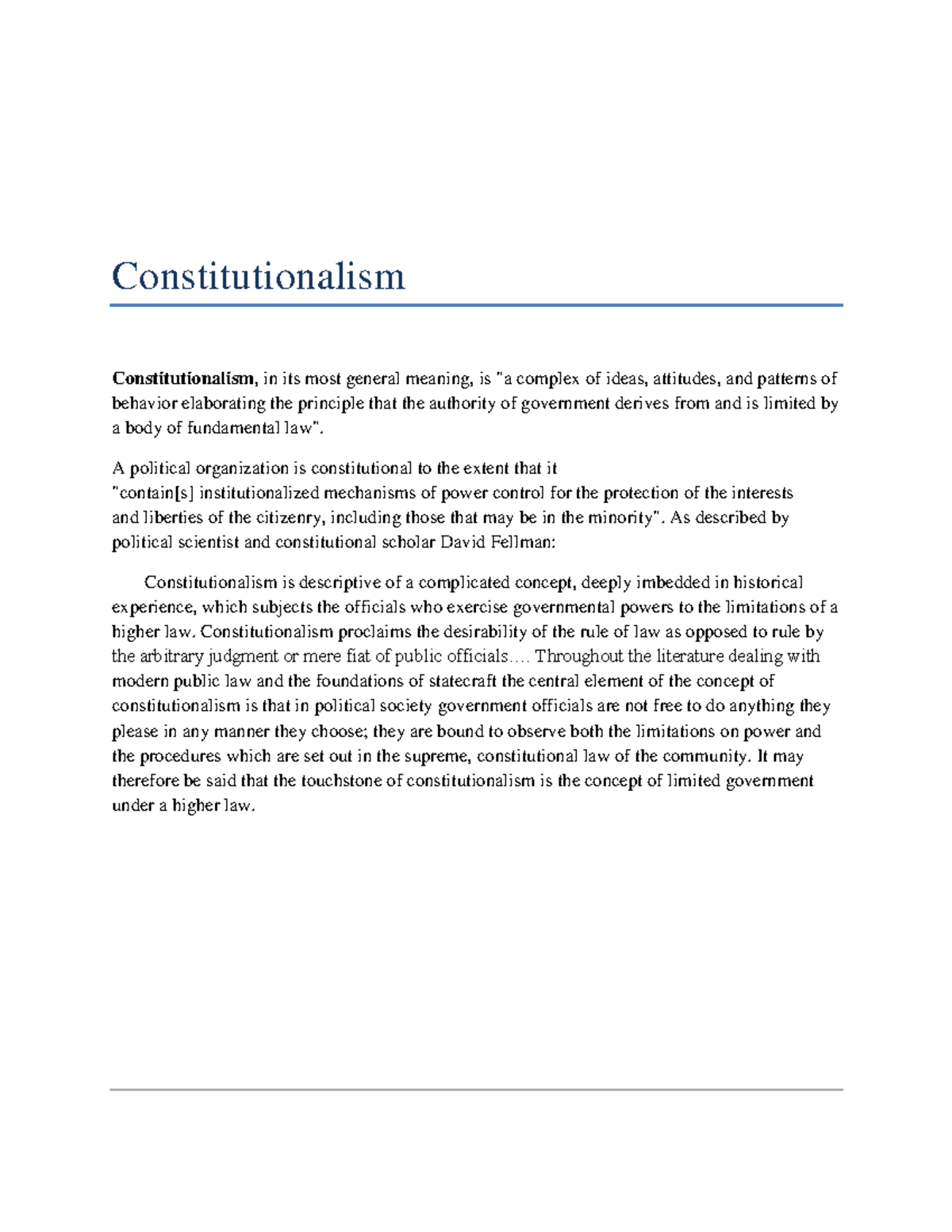 Constitutionalism - Constitutionalism Constitutionalism, In Its Most ...