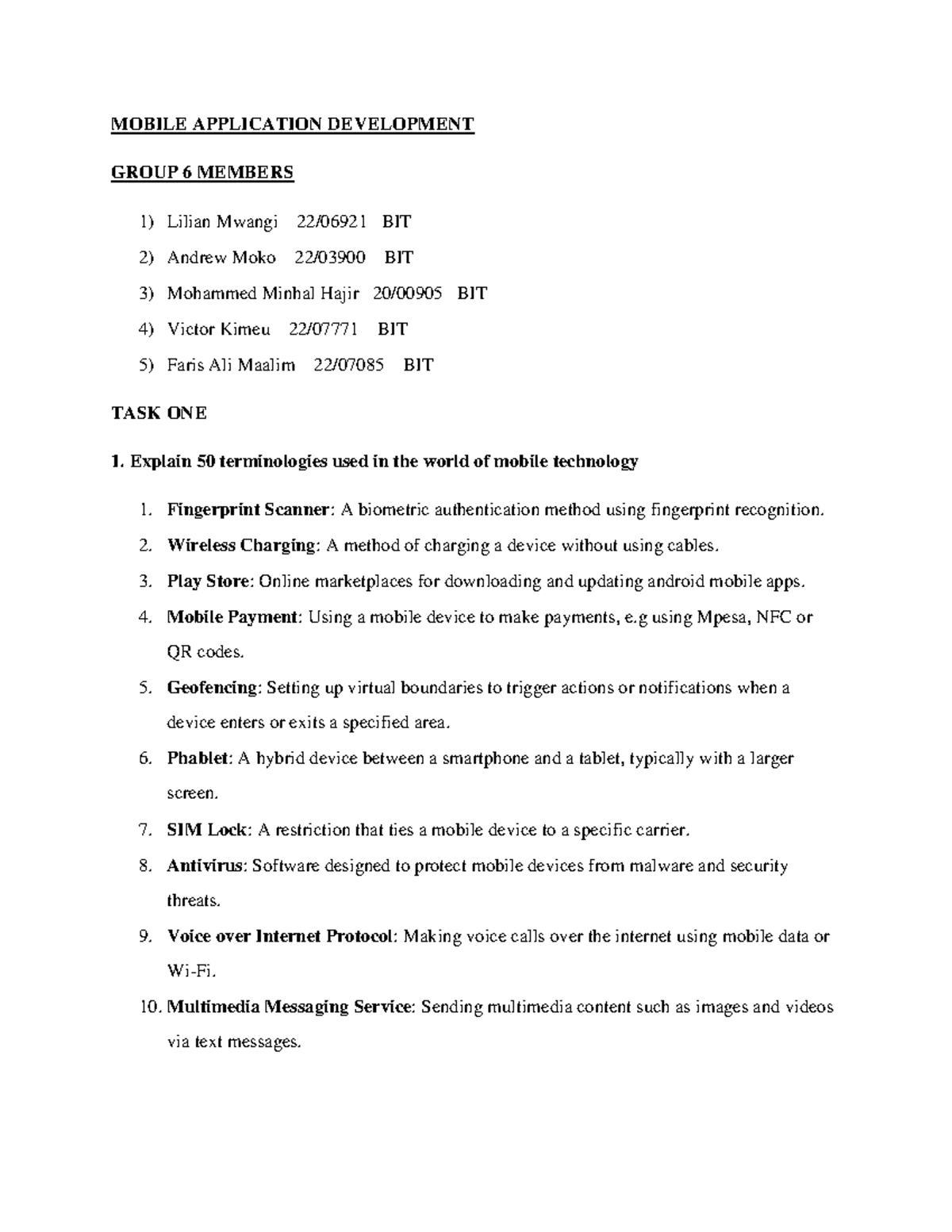 Task 1 Mobile app - Applicatio Dev Ops - MOBILE APPLICATION DEVELOPMENT ...