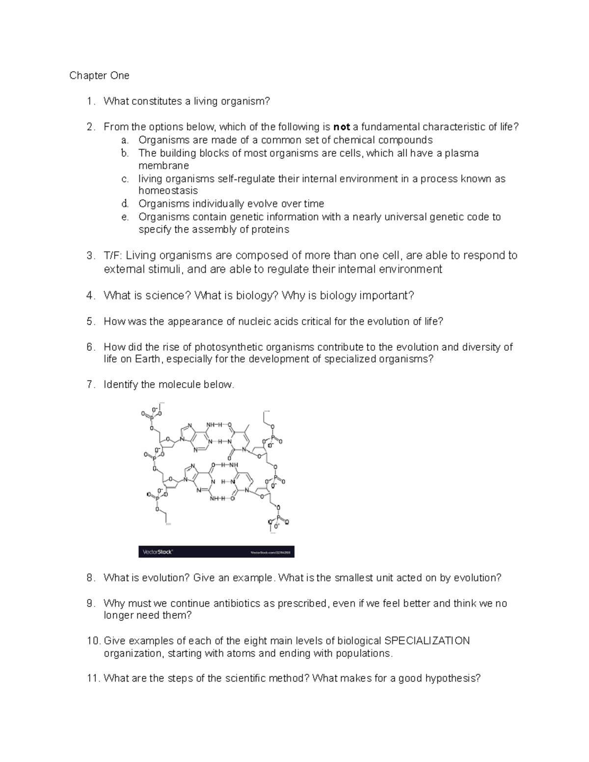 Practice Exam 1 - Chapter One 1. What constitutes a living organism? 2 ...