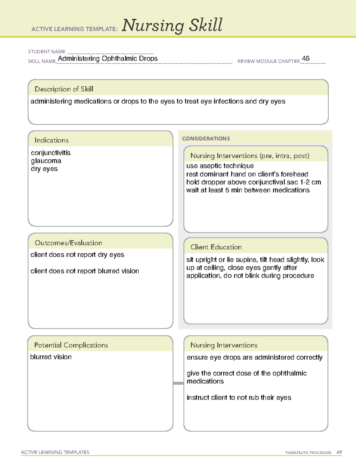 Administering Ophthalmic Drops - ACTIVE LEARNING TEMPLATES THERAPEUTIC ...