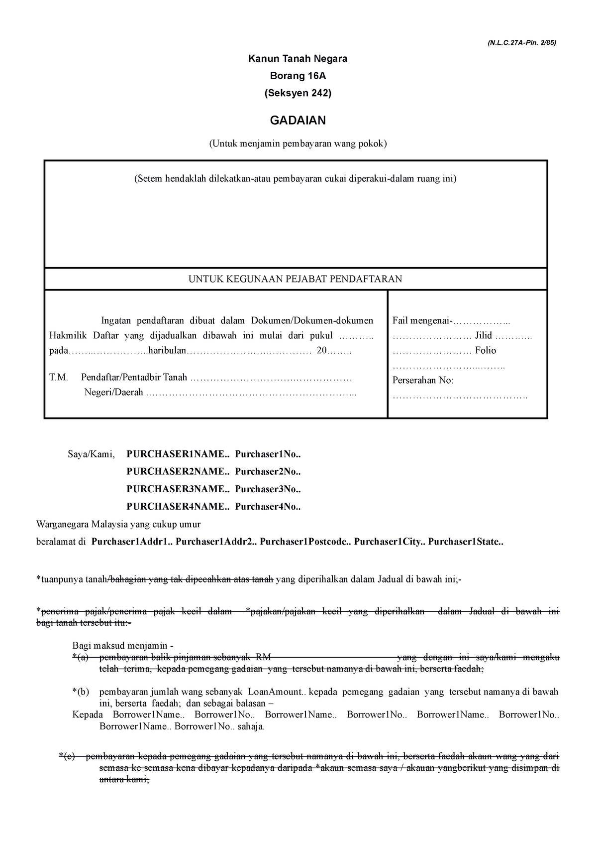 Borang 16A Kanun Tanah Negara COnveyancing MMU Studocu   Thumb 1200 1698 