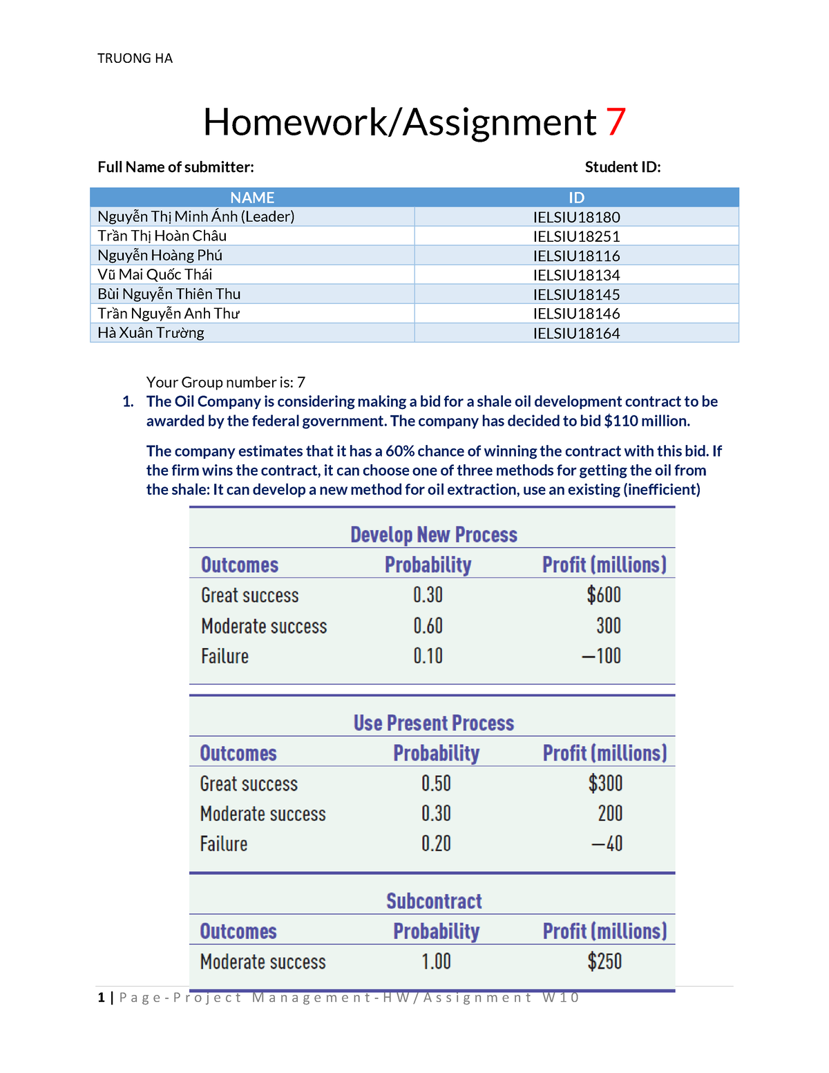 project mayhem homework assignments