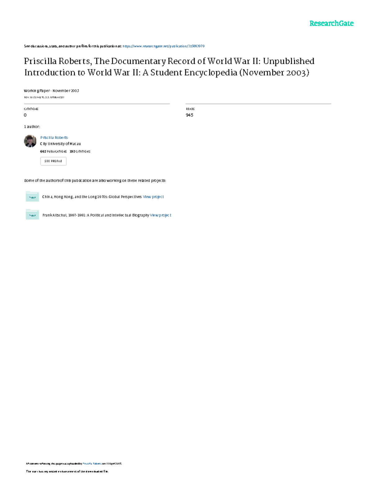 Ww2documentsintroduction - See discussions, stats, and author profiles ...