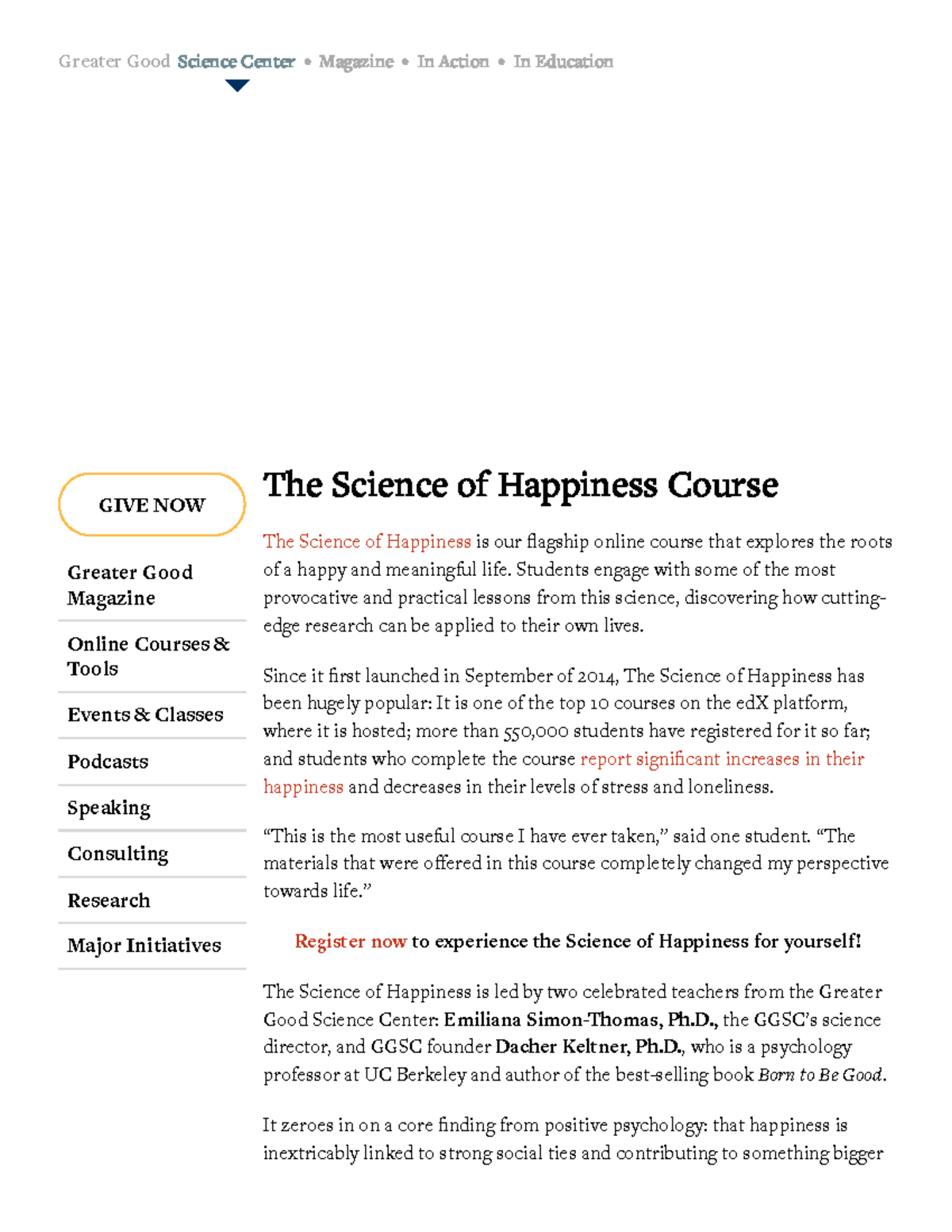 The Science of Happiness Course GGSC Greater Good Science Center