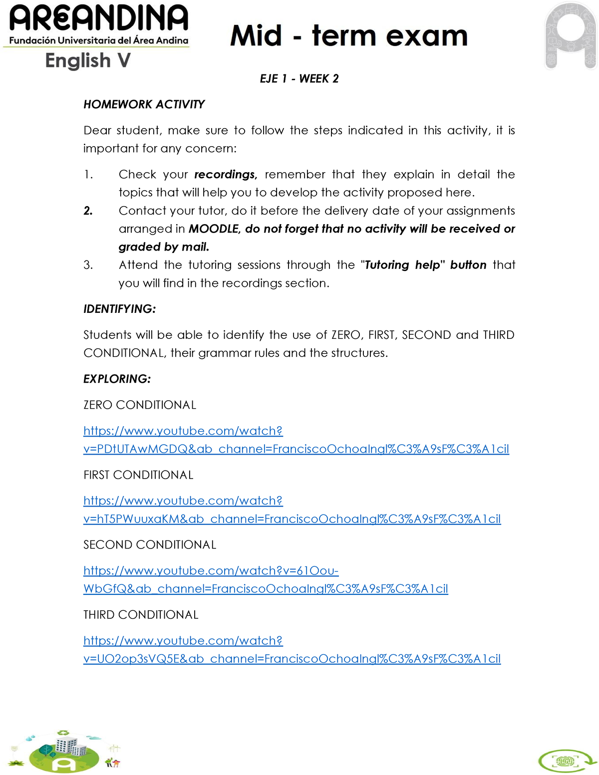 English 5 - EJE 1 - Week 2 - trabajo del zero condicional - EJE 1 ...