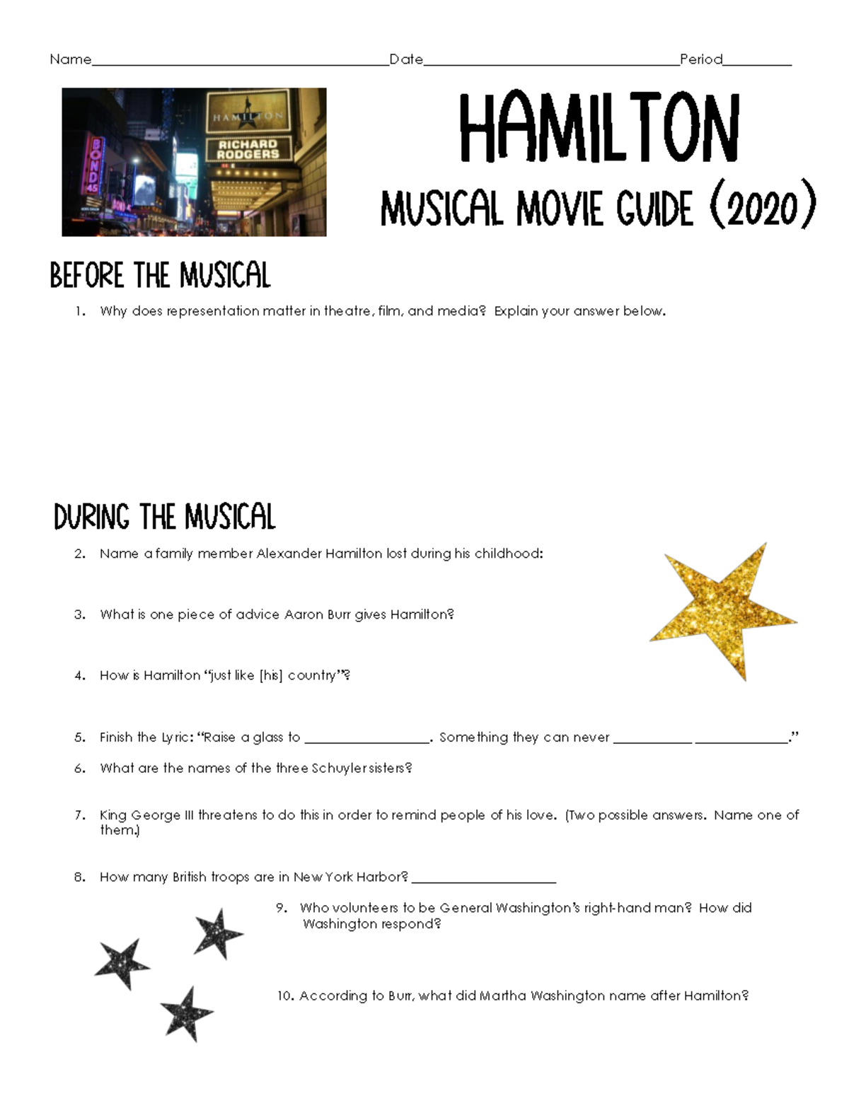 Hamilton The Musical Movie Guide Student Version - - Studocu