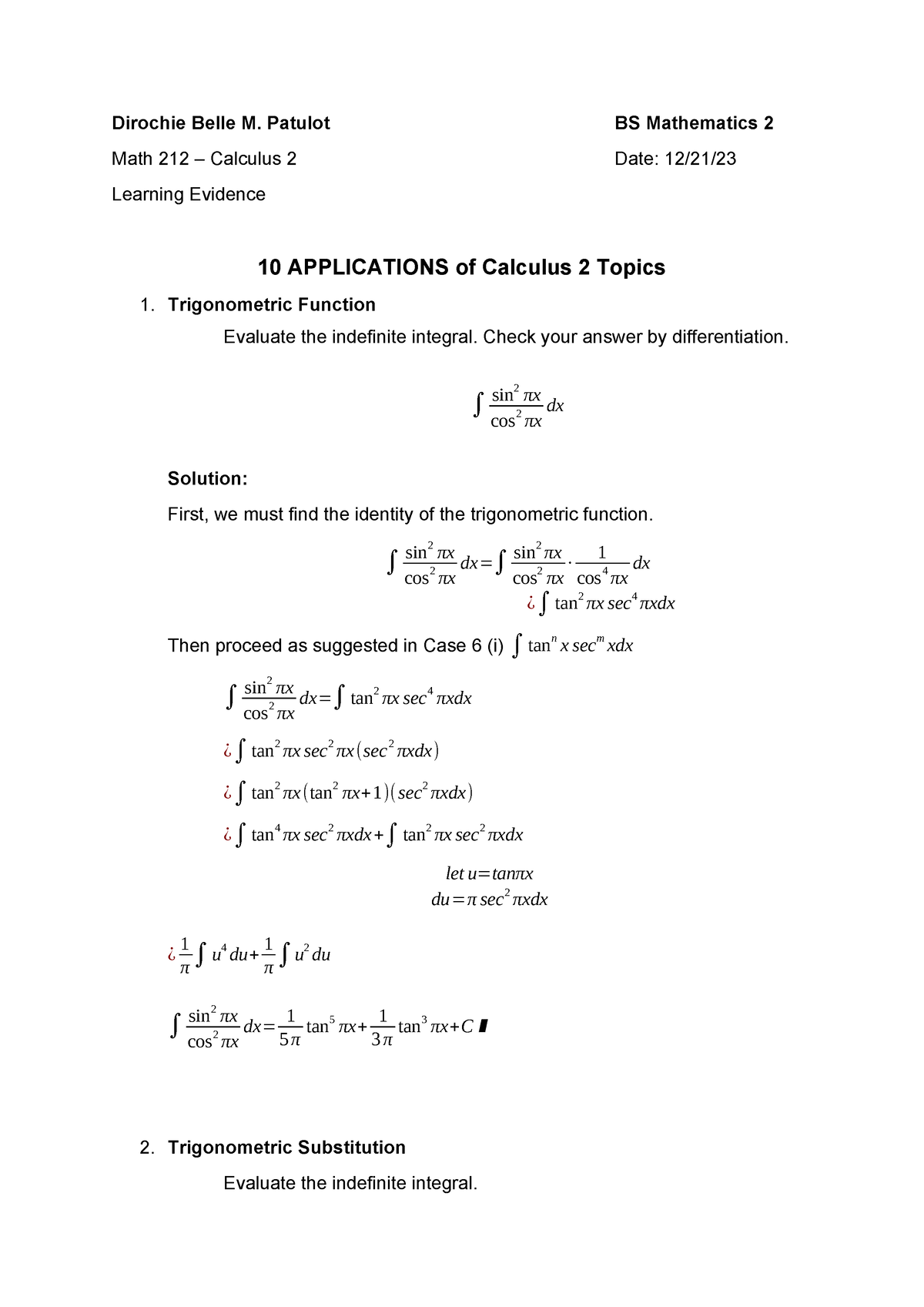 Learning Evidences - Dirochie Belle M. Patulot BS Mathematics 2 Math ...