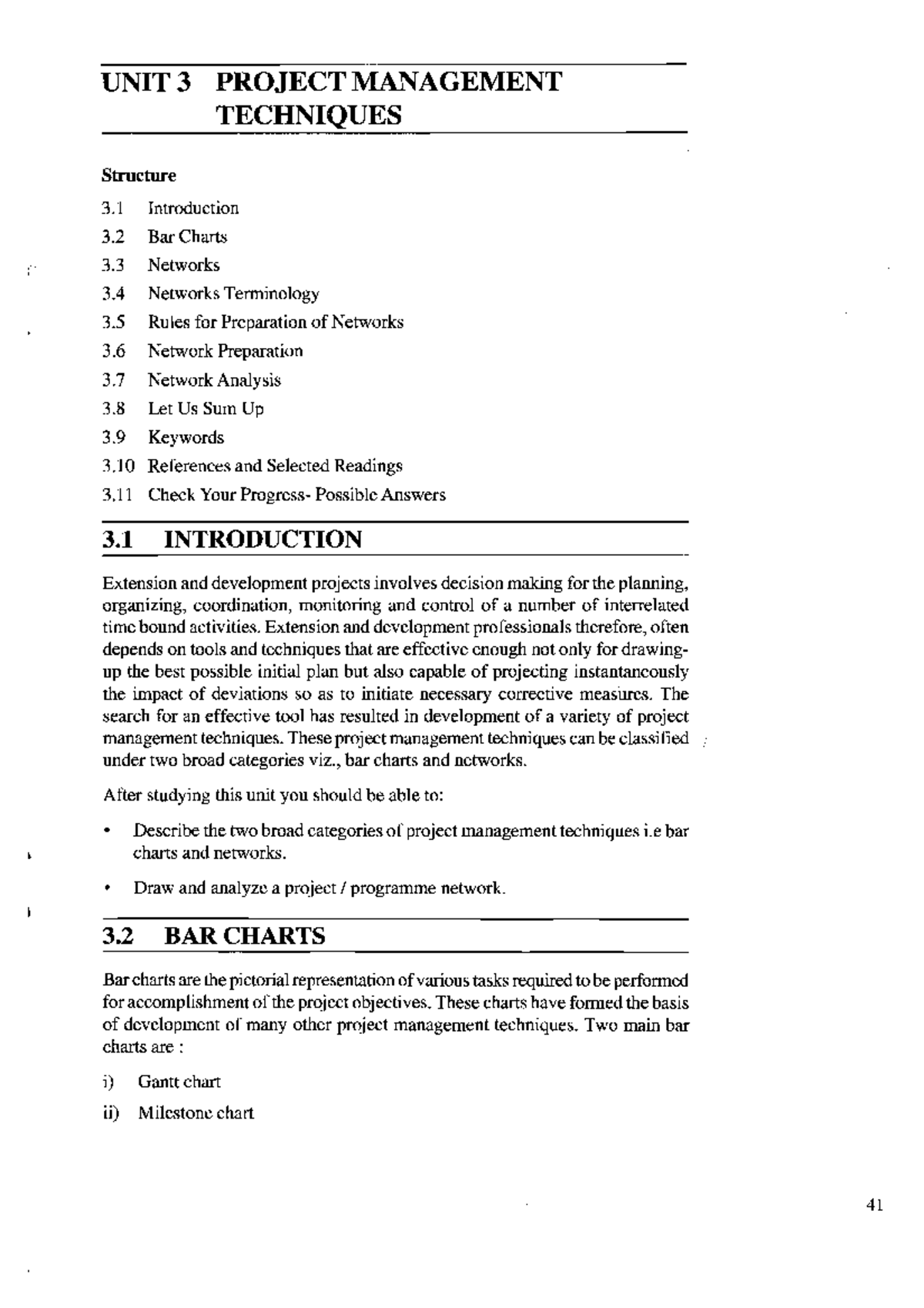 PCM Bar Chart Worksheets UNIT 3 PROJECT MANAGEMENT TECHNIOUES