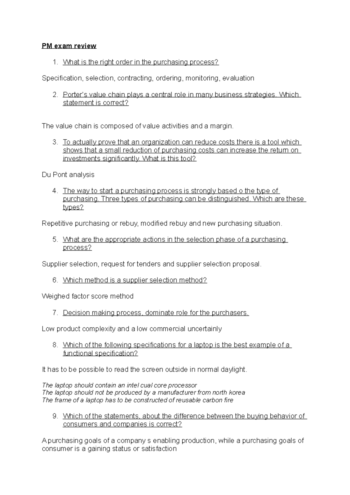 Purchasing Management exam review - PM exam review What is the right ...