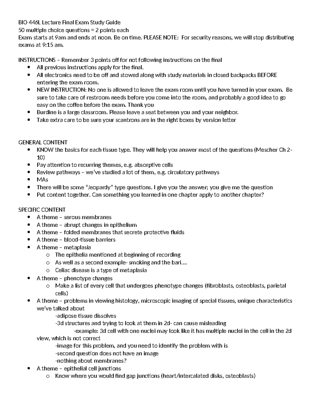 Stufy guide Final - Summary Human Microscopic and Gross Anatomy - BIO ...