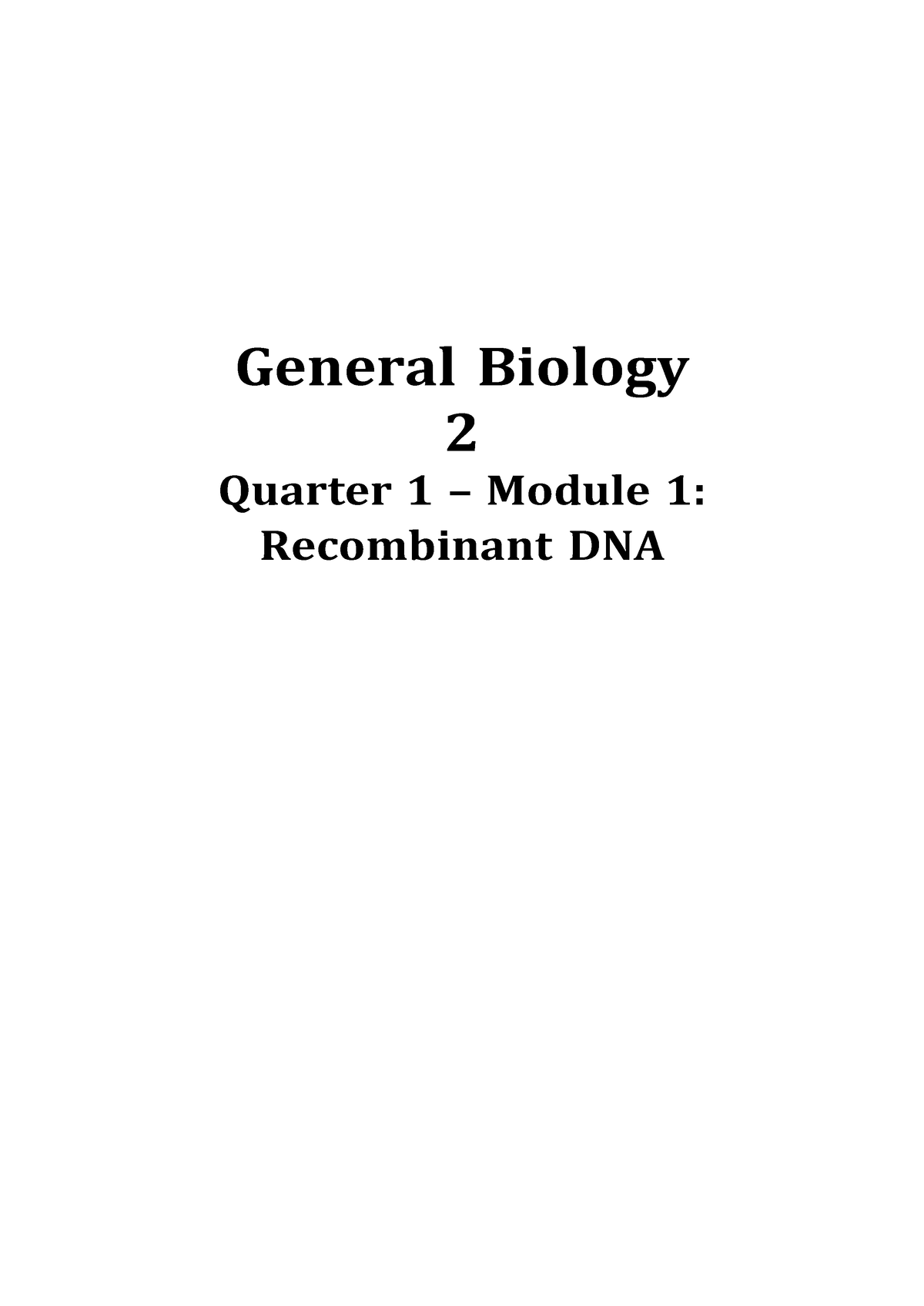 General Biology 2 - Q1 - Module 1 - General Biology 2 Quarter 1 ...